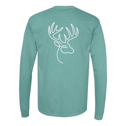 Buck One-Line Long Sleeve T-Shirt Back Print - Comfort Colors