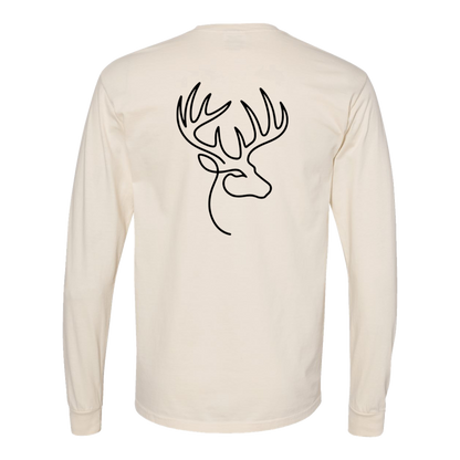 Buck One-Line Long Sleeve T-Shirt Back Print - Comfort Colors