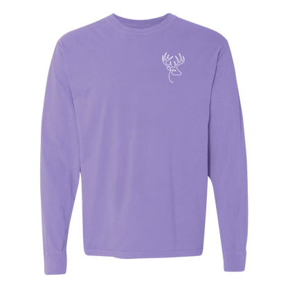 Buck One-Line Long Sleeve T-Shirt Back Print - Comfort Colors