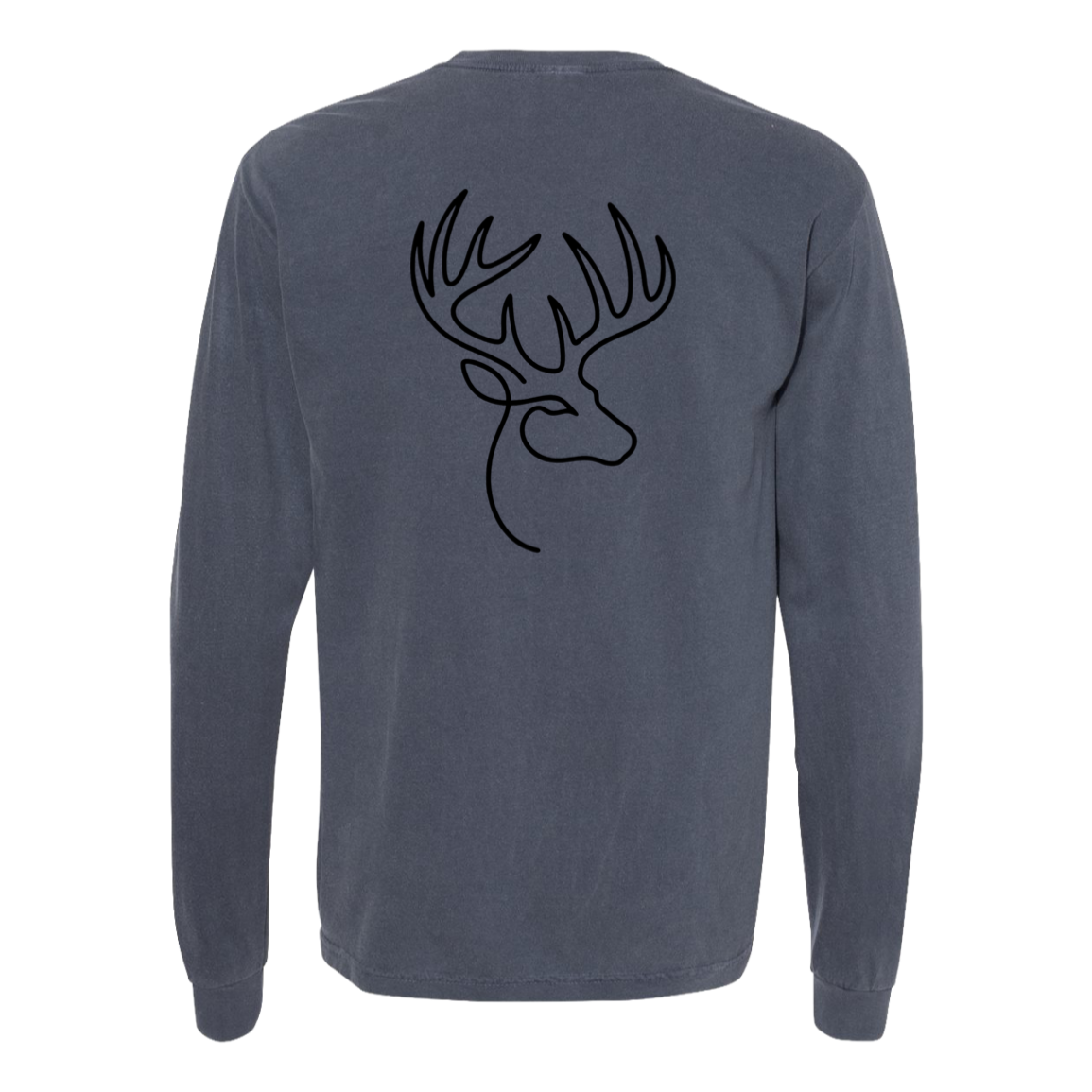 Buck One-Line Long Sleeve T-Shirt Back Print - Comfort Colors