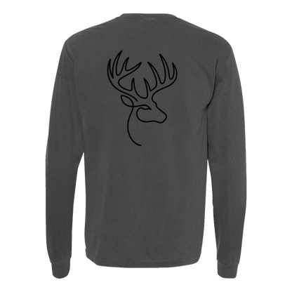Buck One-Line Long Sleeve T-Shirt Back Print - Comfort Colors