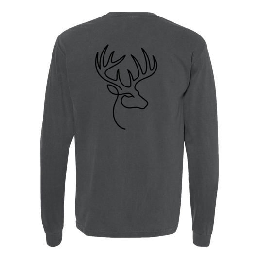 Buck One-Line Long Sleeve T-Shirt Back Print - Comfort Colors