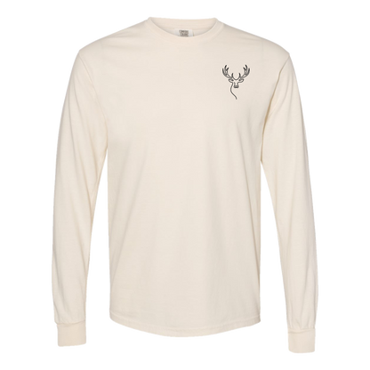 Elk One-Line Long Sleeve T-Shirt Back Print - Comfort Colors