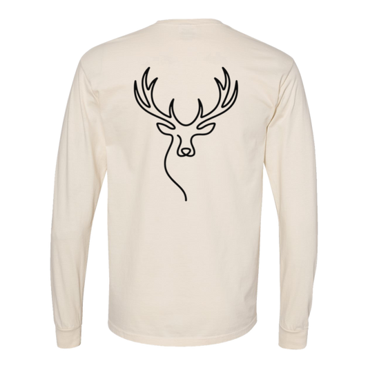 Elk One-Line Long Sleeve T-Shirt Back Print - Comfort Colors