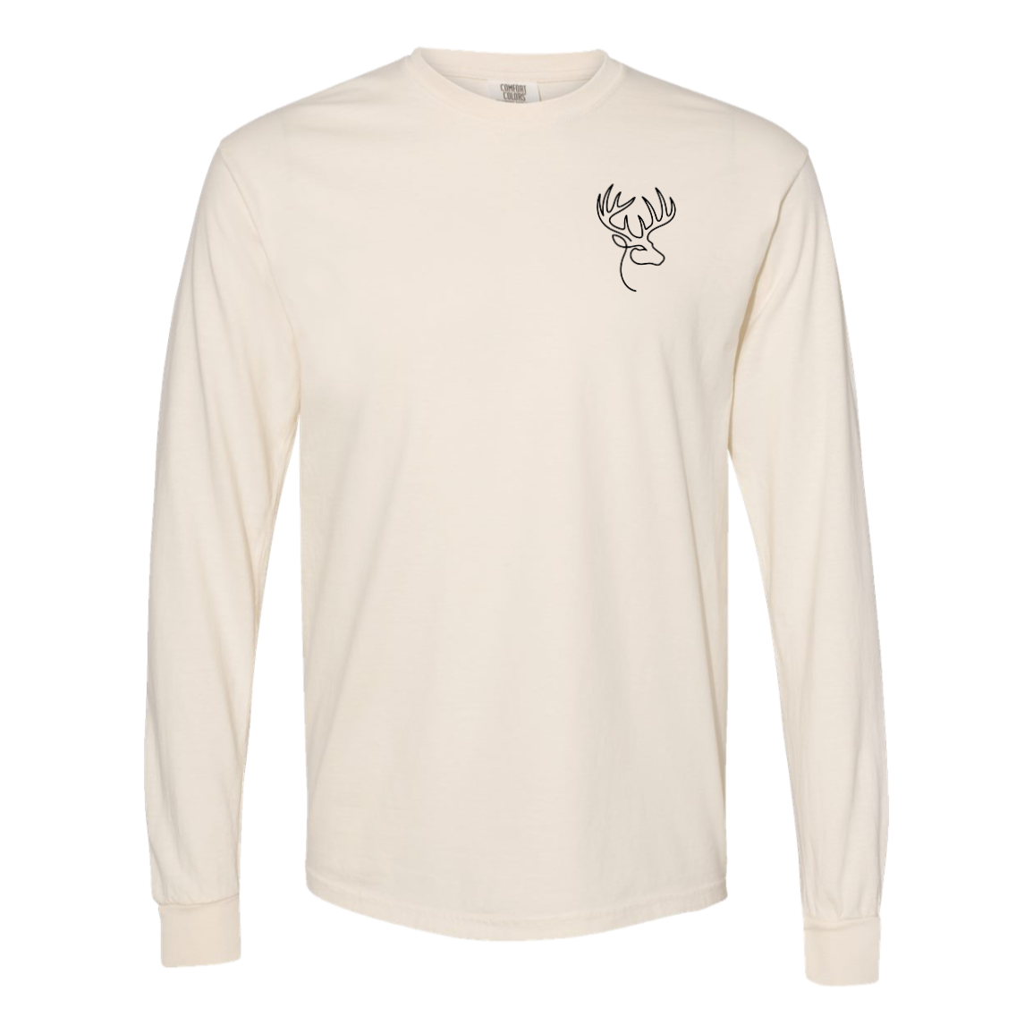 Buck One-Line Long Sleeve T-Shirt Back Print - Comfort Colors