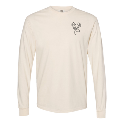Buck One-Line Long Sleeve T-Shirt Back Print - Comfort Colors