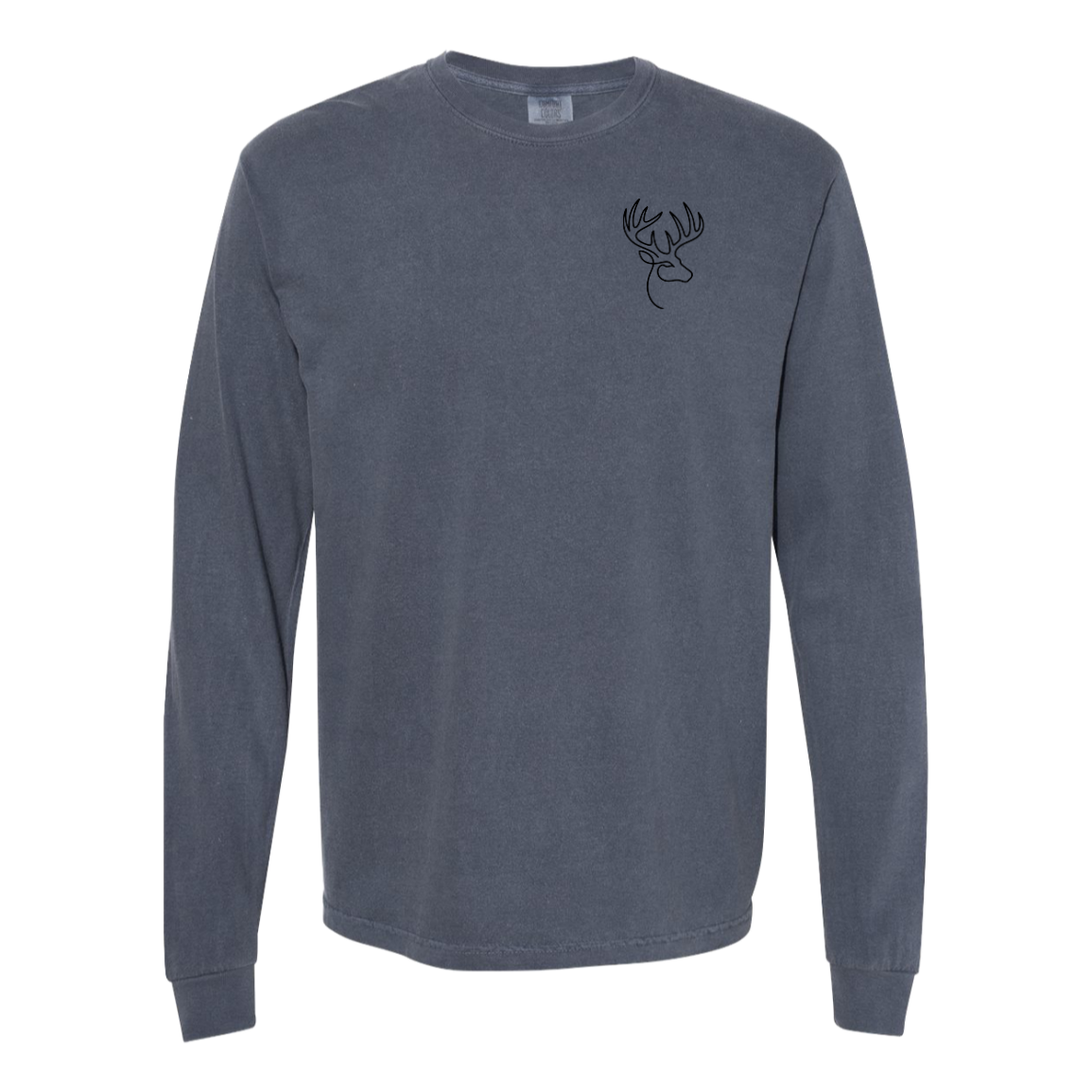 Buck One-Line Long Sleeve T-Shirt Back Print - Comfort Colors