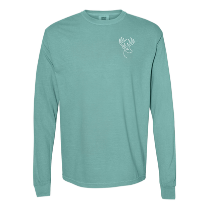 Buck One-Line Long Sleeve T-Shirt Back Print - Comfort Colors