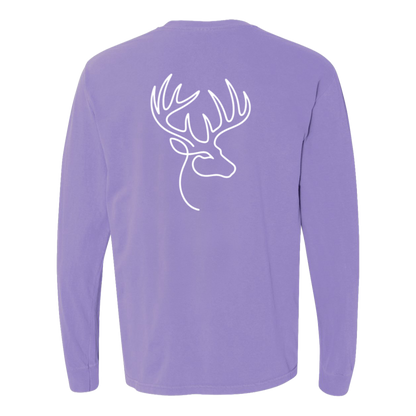 Buck One-Line Long Sleeve T-Shirt Back Print - Comfort Colors