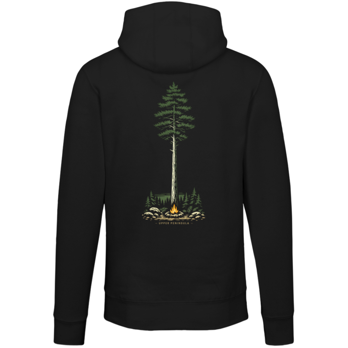 Upper Peninsula Campfire Hoodie Back Print