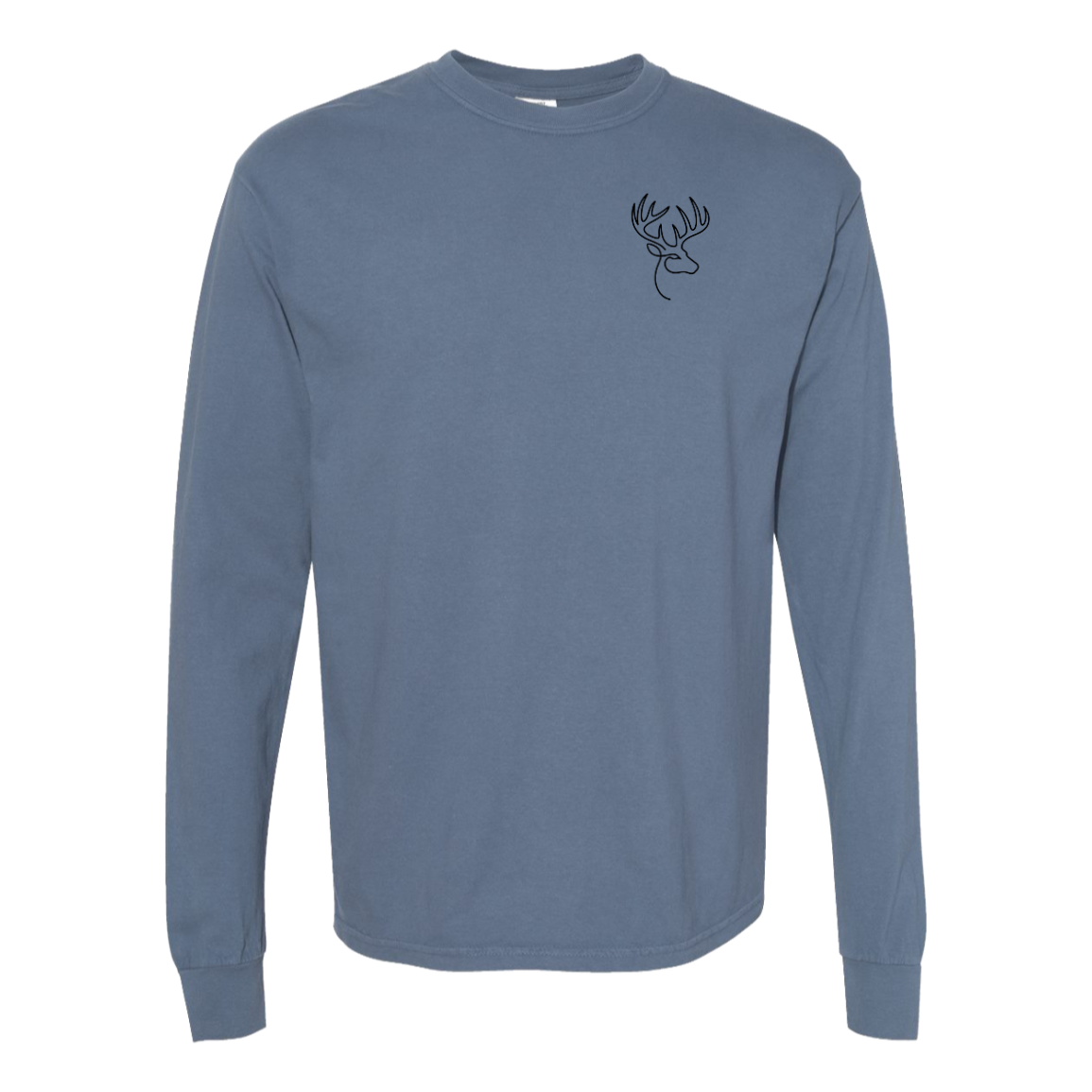 Buck One-Line Long Sleeve T-Shirt Back Print - Comfort Colors