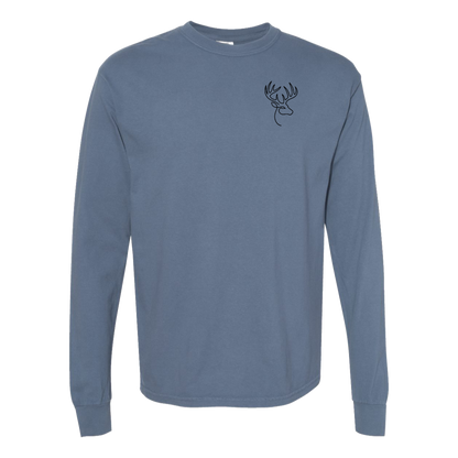 Buck One-Line Long Sleeve T-Shirt Back Print - Comfort Colors