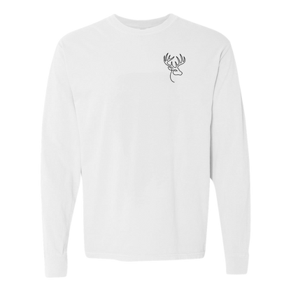 Buck One-Line Long Sleeve T-Shirt Back Print - Comfort Colors