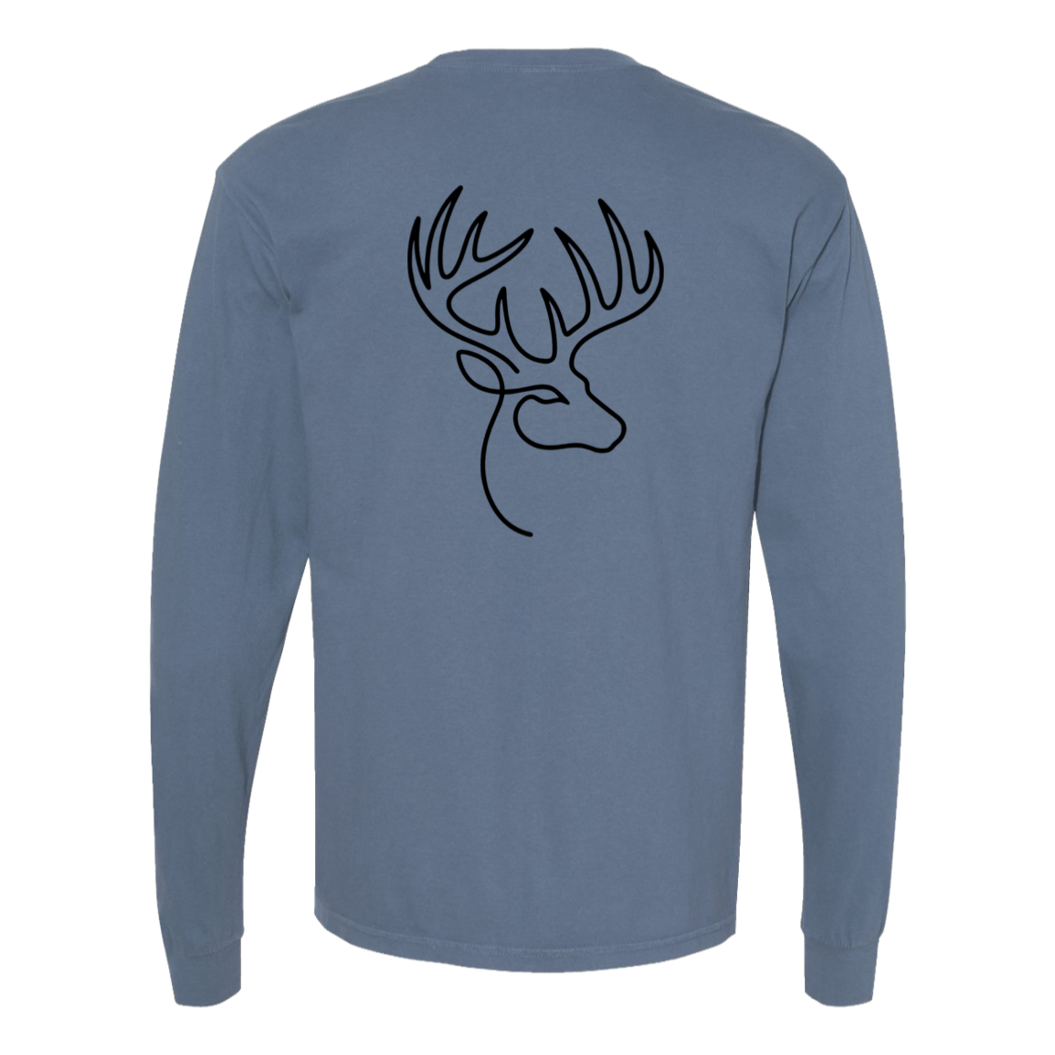 Buck One-Line Long Sleeve T-Shirt Back Print - Comfort Colors