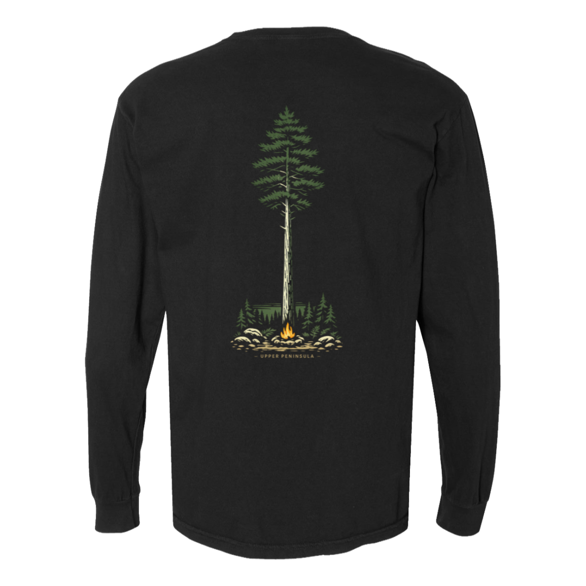 Upper Peninsula Campfire Long Sleeve T-Shirt Back Print - Comfort Colors