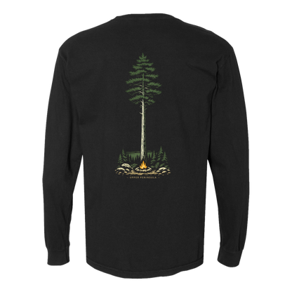 Upper Peninsula Campfire Long Sleeve T-Shirt Back Print - Comfort Colors