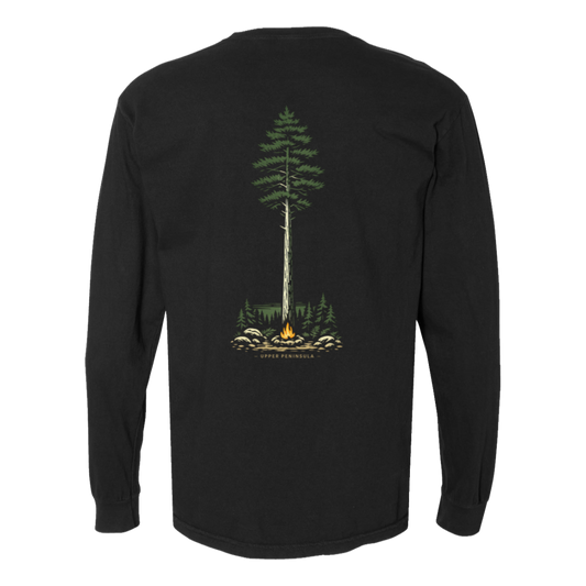 Upper Peninsula Campfire Long Sleeve T-Shirt Back Print - Comfort Colors