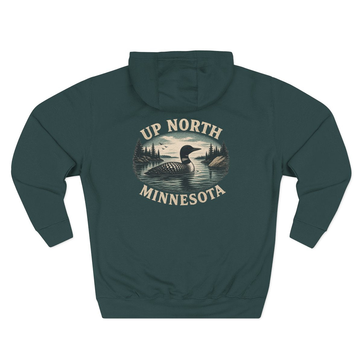 Loon Up North Minnesota Hoodie - Back Print