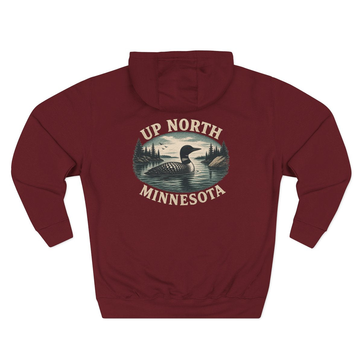 Loon Up North Minnesota Hoodie - Back Print