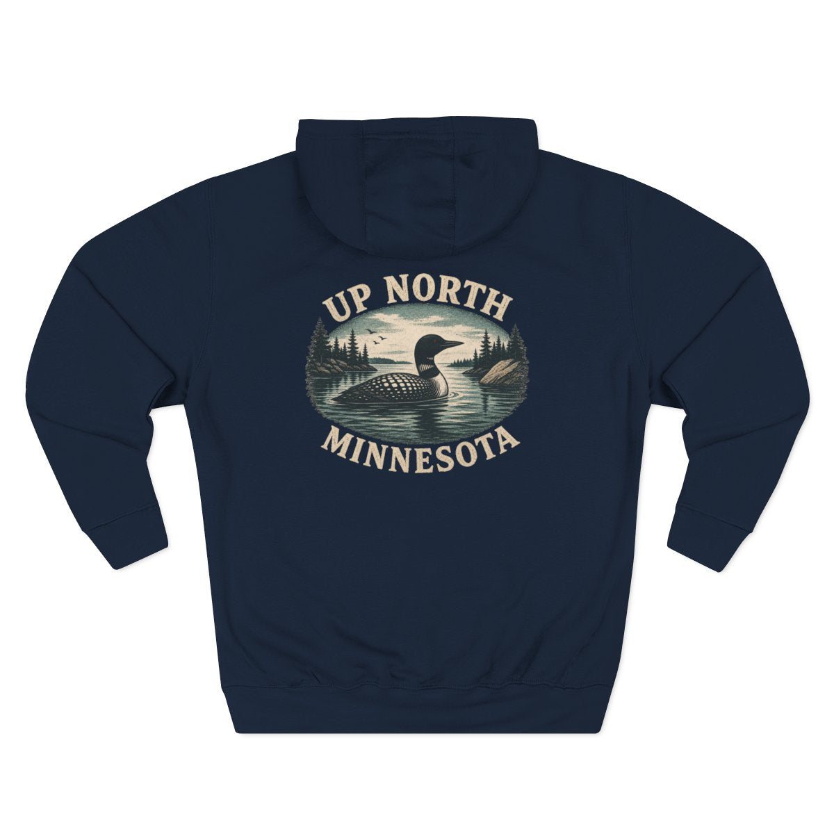 Loon Up North Minnesota Hoodie - Back Print