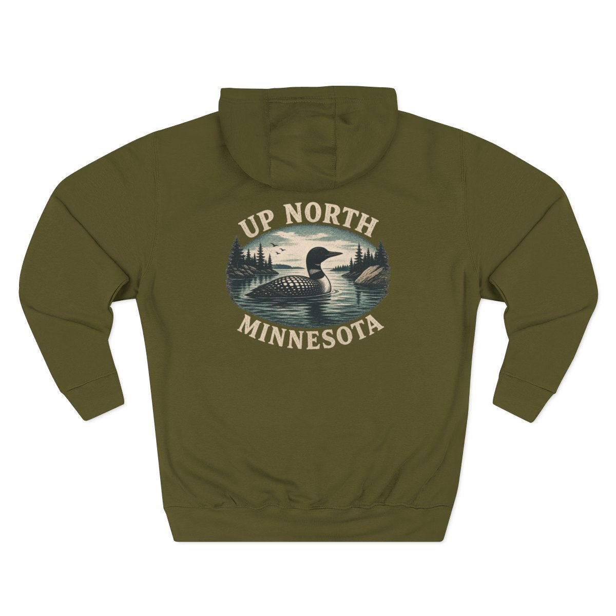 Loon Up North Minnesota Hoodie - Back Print